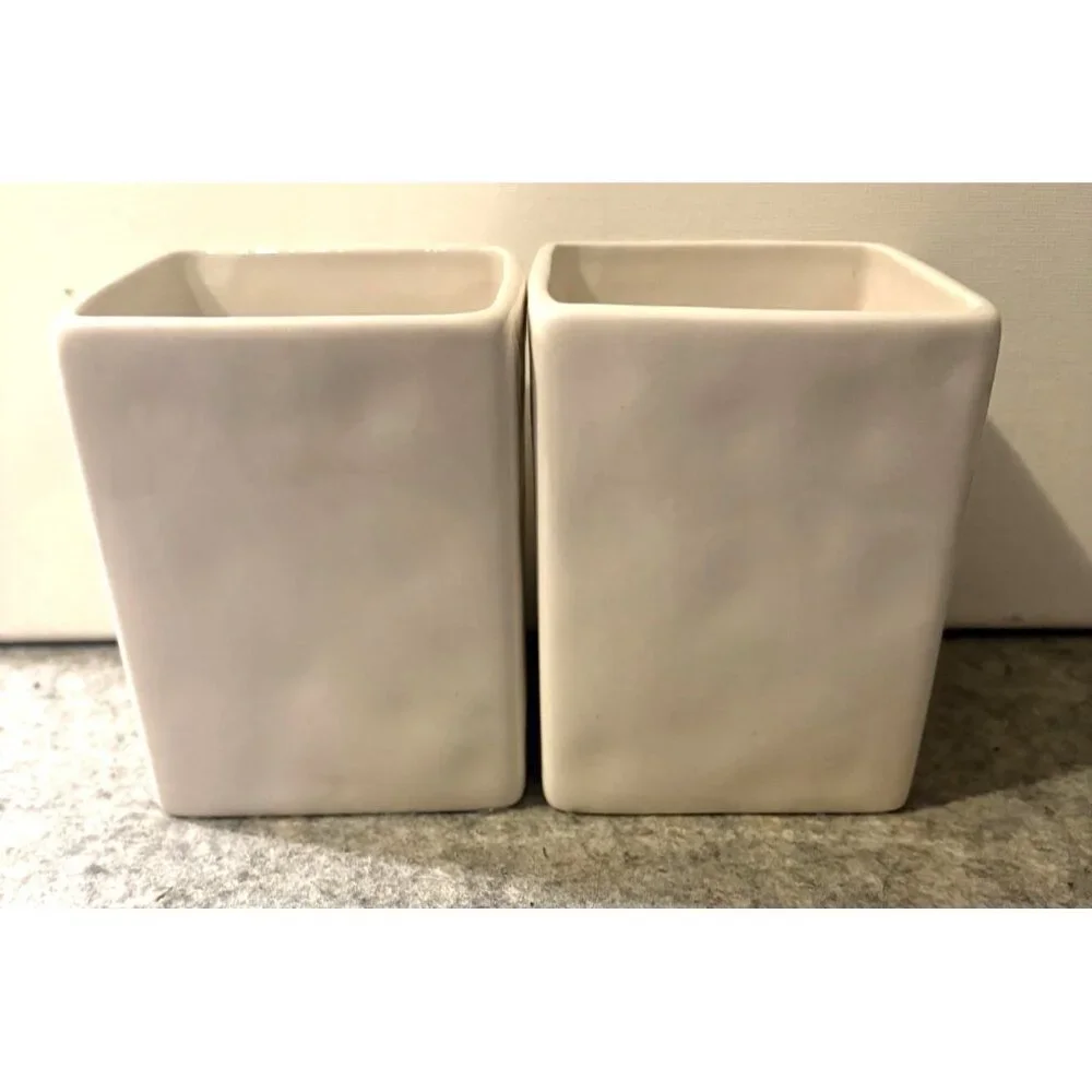 2 Rae Dunn Ceramic Make-up Containers # 3273